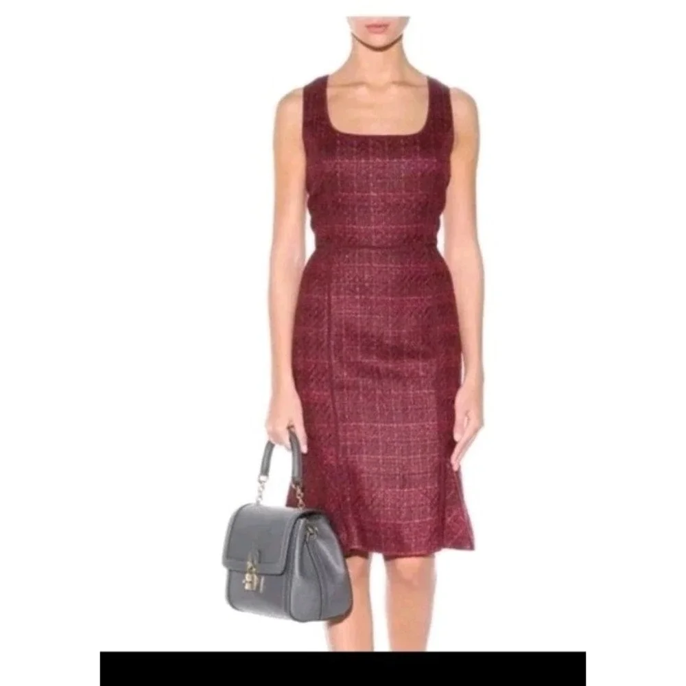 Tory Burch Drew Tweed Sheath‎ Dress Dark Plum Retail $375 – Size 8 EUC